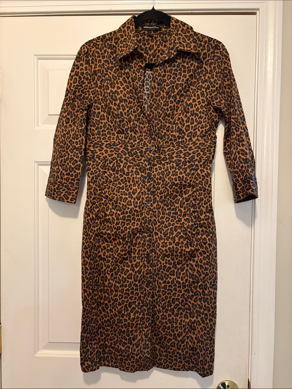Express Leopard-Print Midi Dress in Brown and Black